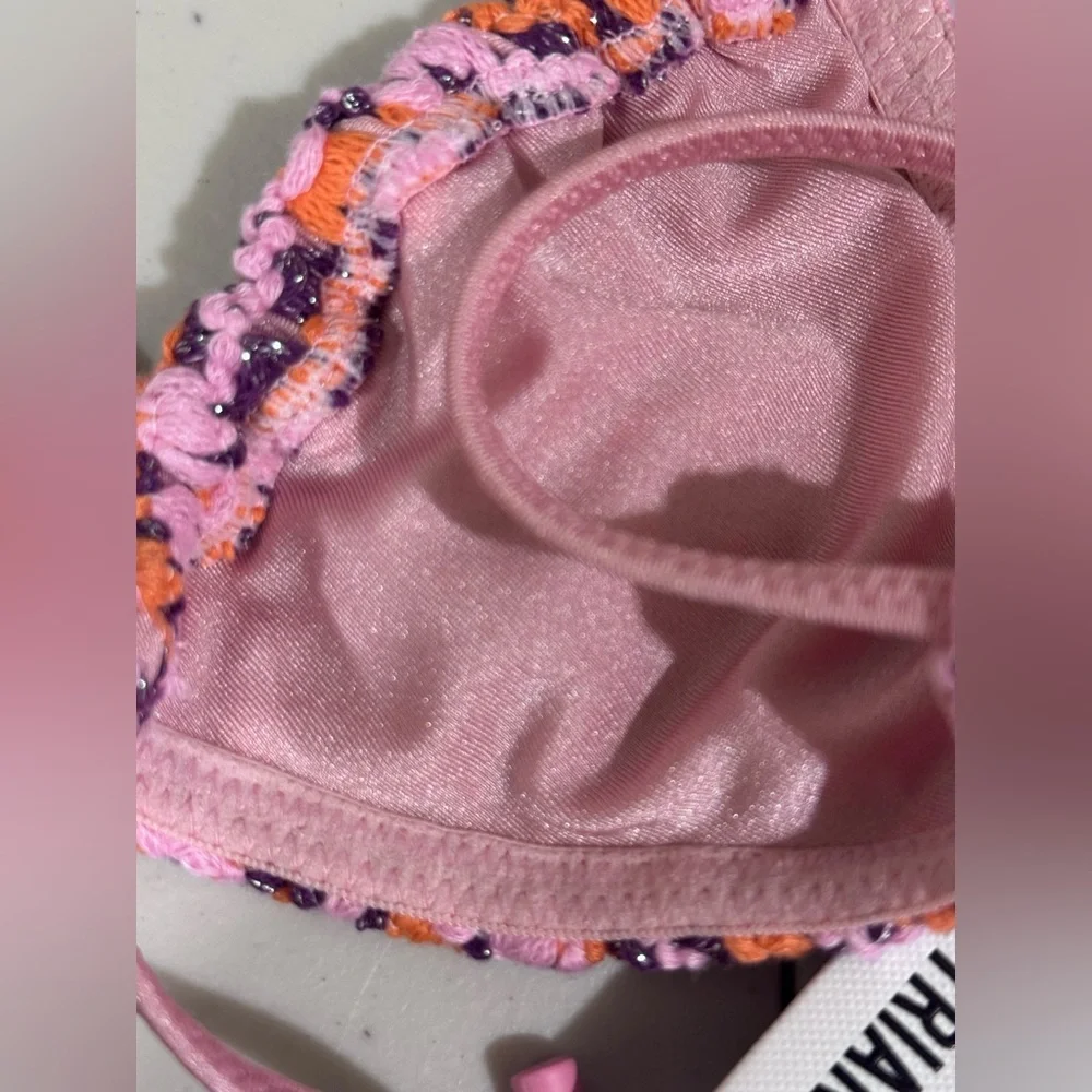 triangl swimwear Pink Lavender Multicolor Crochet Triangle Bikini